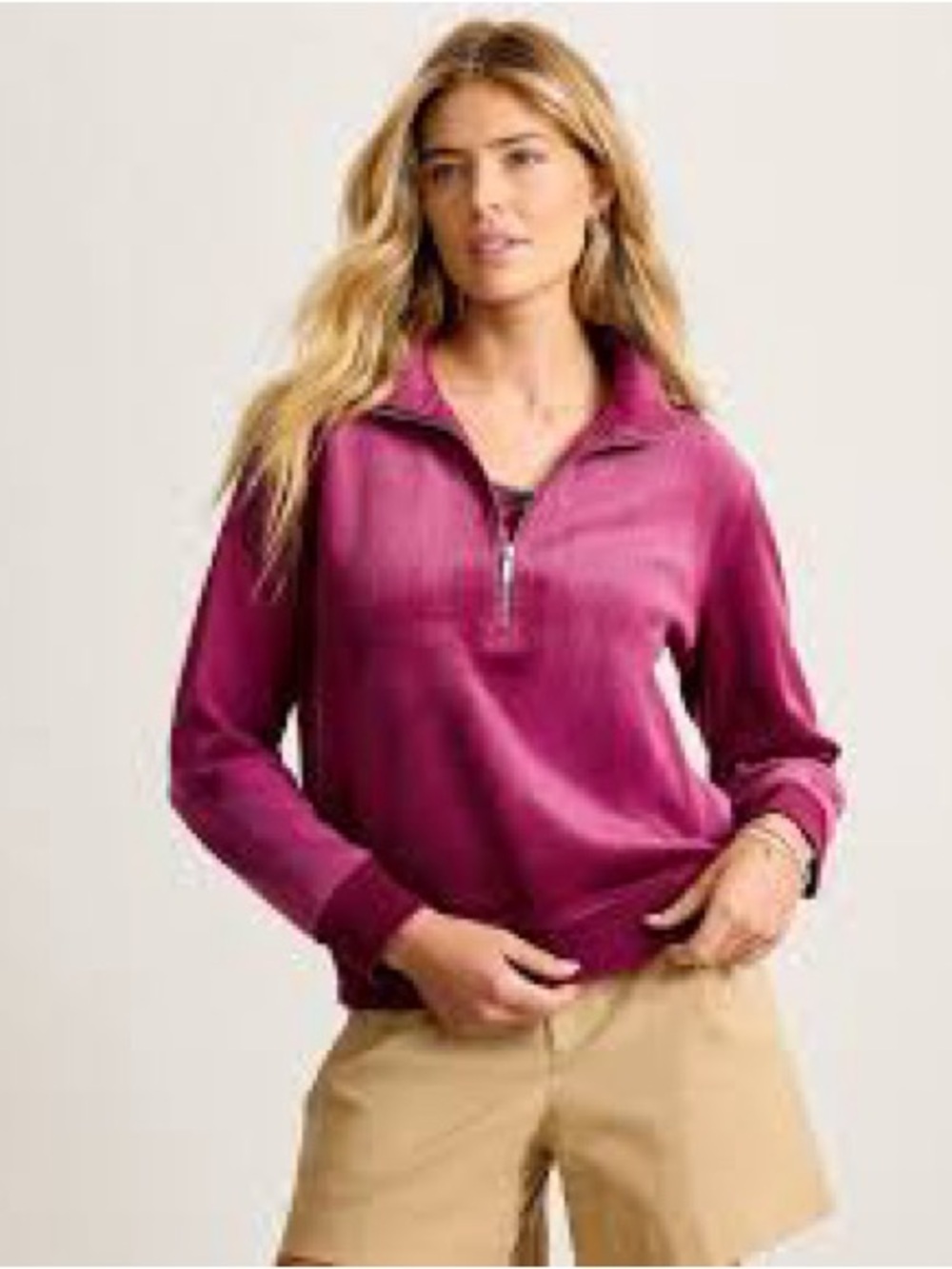 Tommy Bahama Pink Cozy Corduroy Half-Zip Pullover